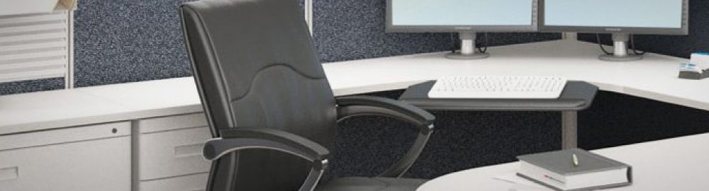 Photo of leather office chair at a desk